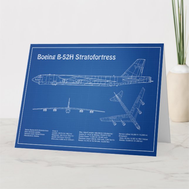 B-52 Stratofortress - Airplane Blueprint Plans AD Thank You Card (Front)