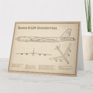 B-52 Stratofortress - Airplane Blueprint Plans SD Thank You Card