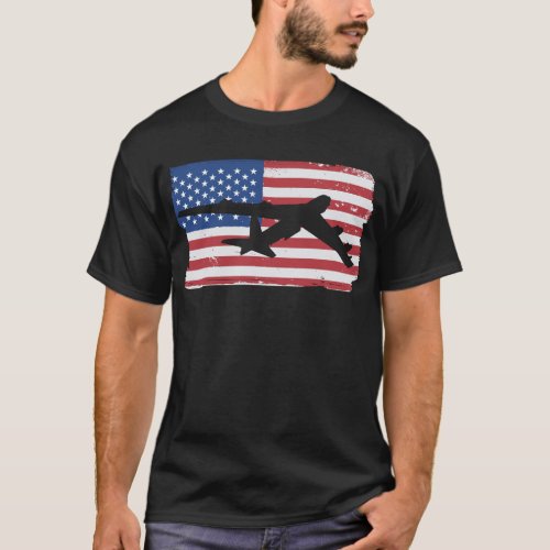 B_52 Stratofortress Bomber Airplane American Flag T_Shirt