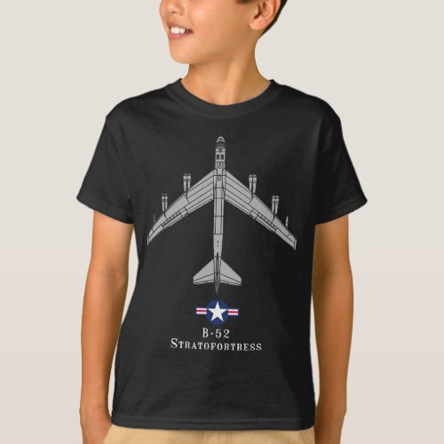 B_52 Stratofortress Tech Drawing Cold War Bomber T_Shirt