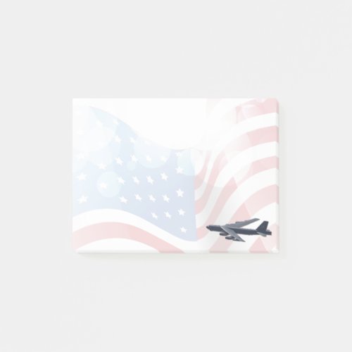 B_52 Stratofortress with American Flag Background Post_it Notes