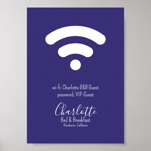 B and B Wi_Fi Access Modern Simple Purple White Poster
