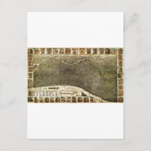 B and M Birdseye Map of Philadelphia (1885) Postcard