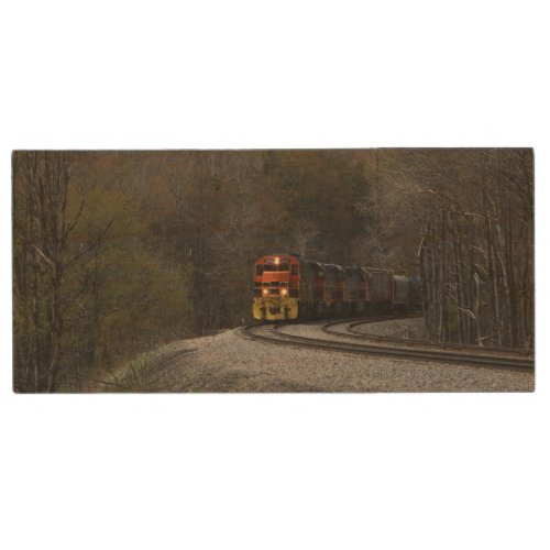 B and P Diesel Train Colorful Spring Season Wood Flash Drive