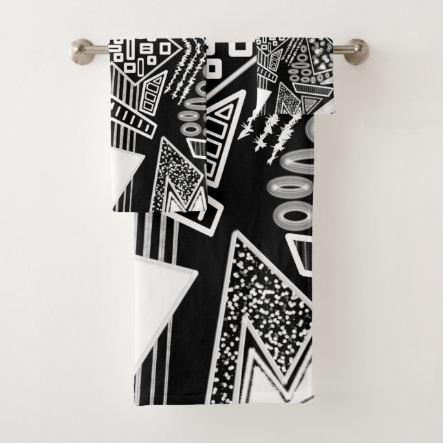 B And W Runway Fashion Inspired Pattern Bath Towel Set (Insitu)