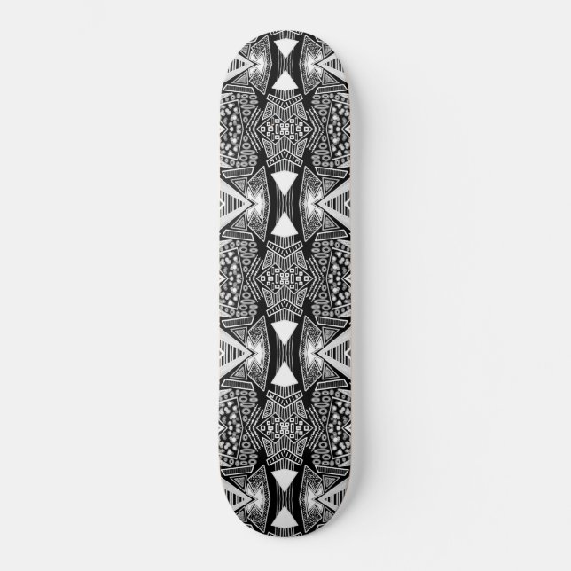 B And W Runway Fashion Inspired Pattern Skate Skateboard (Front)