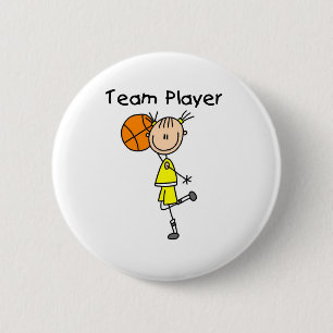 B-Ball Team Player Pinback Button