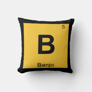 B - Banjo Music Chemistry Periodic Table Symbol Throw Pillow
