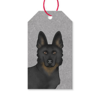 B-Black German Shepherd Cute Dog Head Gray Gift Tags