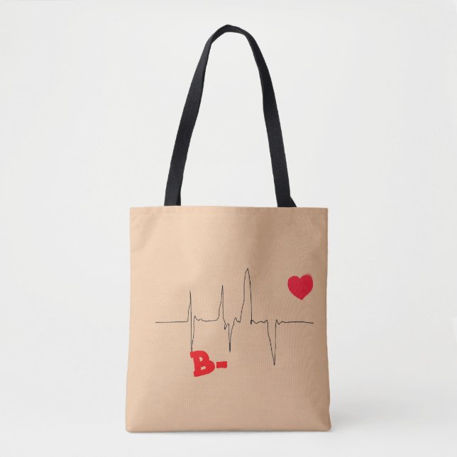 B- Blood Group Type Negative Rhesus Tote Bag (Front)