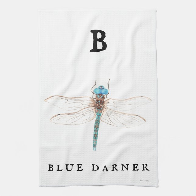 "B" Blue Darner  Kitchen Towel (Vertical)
