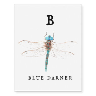 "B" Blue Darner  Temporary Tattoos