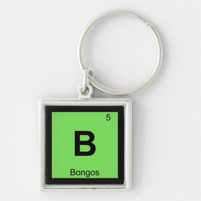 B - Bongos Music Chemistry Periodic Table Symbol Keychain (Front)