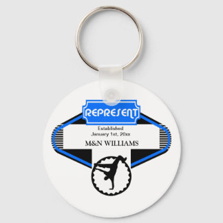 B Boy Black Blue Represent Customize Logo Keychain