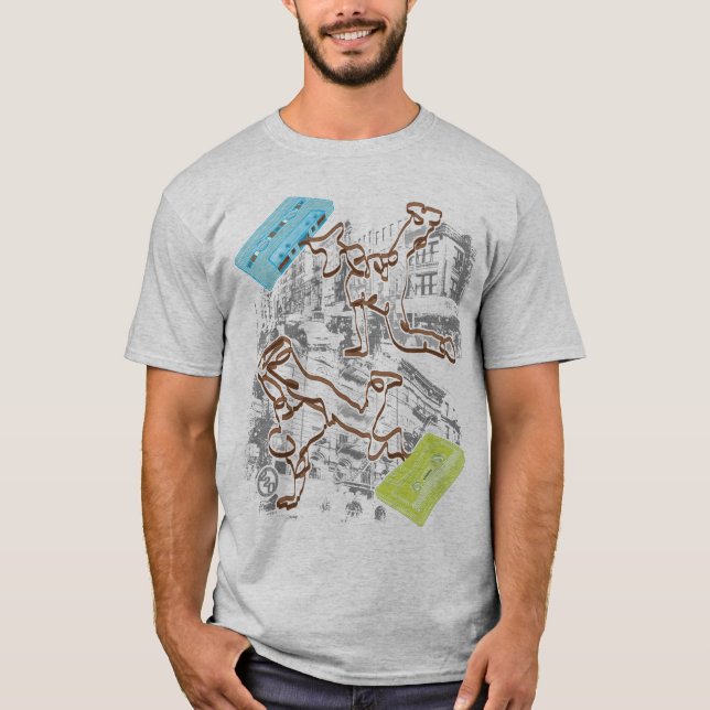 B-boy Cassette Battle (gray) T-Shirt (Front)