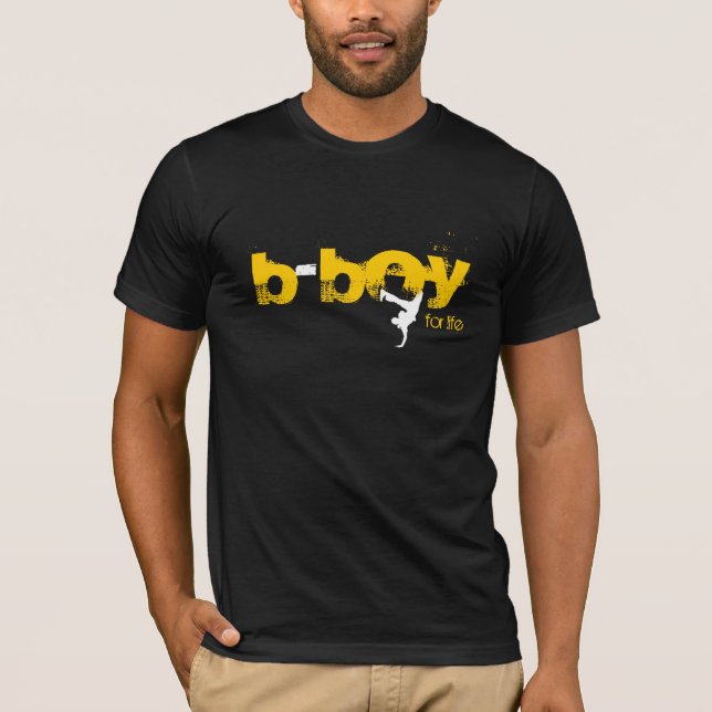 b-boy for life (white, yellow) T-Shirt (Front)