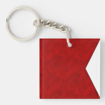 B Bravo Watercolor Nautical Signal Maritime Flag Keychain