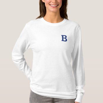 B Brooklyn Vintage Baseball Ladies Long Sleeve Embroidered Long Sleeve T-shirt by Milkshake7 at Zazzle