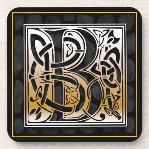 B Celtic Black Stone Monogram Coasters