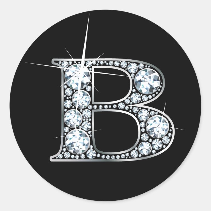 B "Diamond Bling" Print Sticker | Zazzle