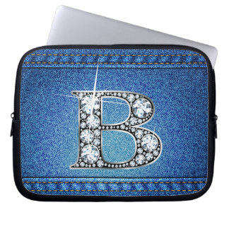 B "Diamond" Denim Stitching Electronics Bag