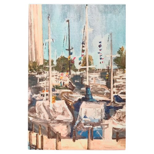 B Dock Put in Bay painting by Therese Kramer Metal Print