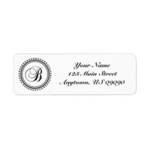 B Dot Circle Mongram Address Label (Black / Gray)