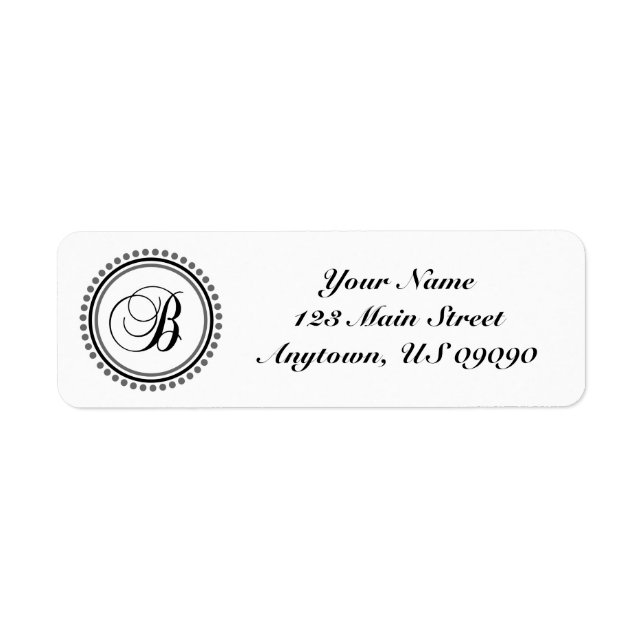 B Dot Circle Mongram Address Label (Black / Gray) (Front)