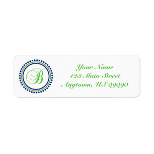 B Dot Circle Mongram Address Label (Green / Blue)