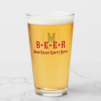 "B*E*E*R" Monogram Glass