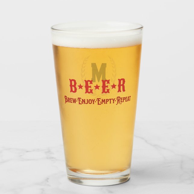 "B*E*E*R"  Monogram  Glass (Front Filled)