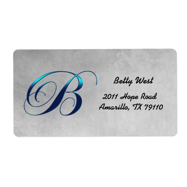 B Elegant Monogram Address Label (Front)