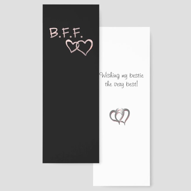 B F F with Linked Hearts Best Friends Forever Bookmarks (Front & Back)