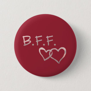 B F F with Linked Hearts Button