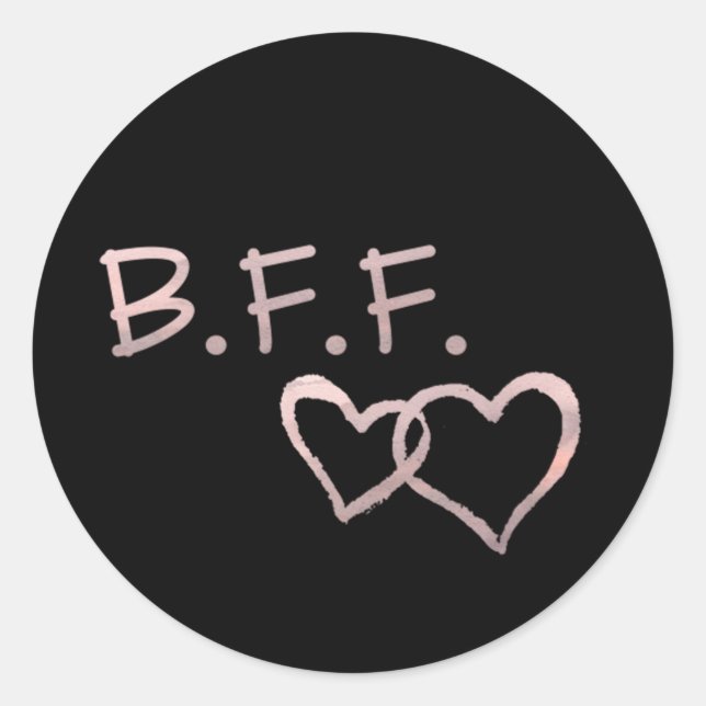 B F F with Linked Hearts Classic Round Sticker (Front)