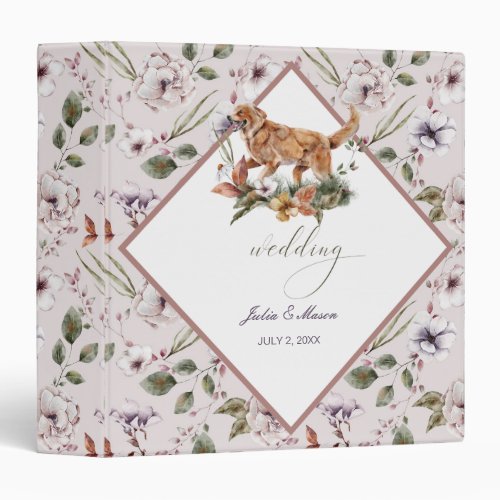 B _ Fall Flowers  Dog Coll Wedding Photo Album 3 Ring Binder