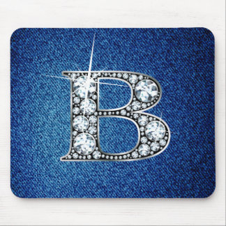 B Faux-"Diamond Bling" on Denim Mousepad