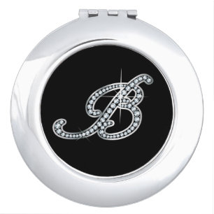 B Faux-"Diamond Bling" Pill Case Vanity Mirror