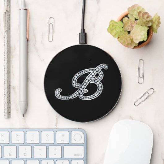 B Faux-"Diamond Bling" Wireless Charger (Desk)