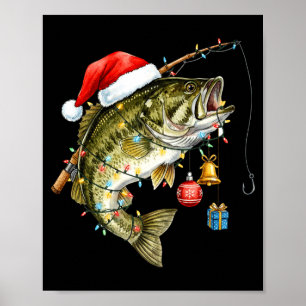B Fish Festive Lights Christmas Funny Fishing Long Poster