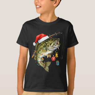 B Fish Festive Lights Christmas Funny Fishing Long T-Shirt