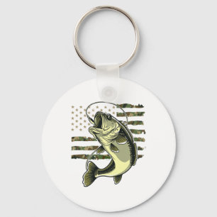 B Fish Fishing Usa American Flag Camouflage Fisher Keychain