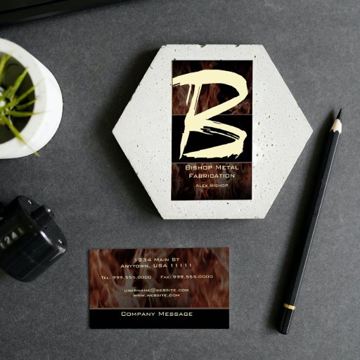 Customizable B Flame Monogram Business Card