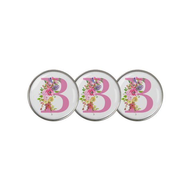 B Floral Golf Ball Marker (3 Up)