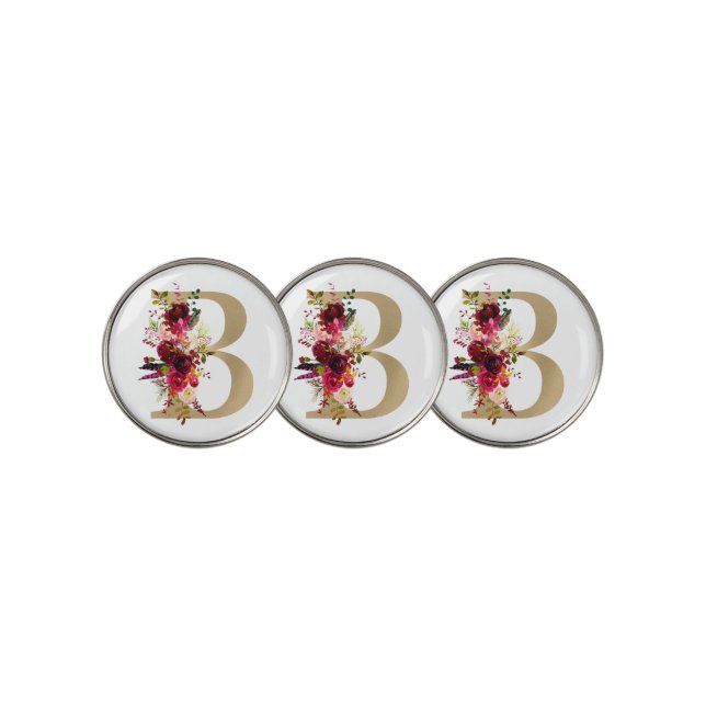 B Floral Golf Ball Marker (3 Up)