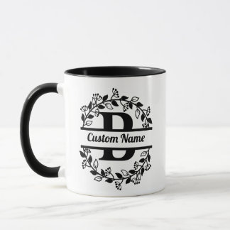 B Floral Monogram Letter Mug