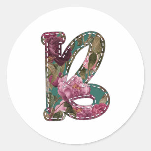 B flower classic round sticker