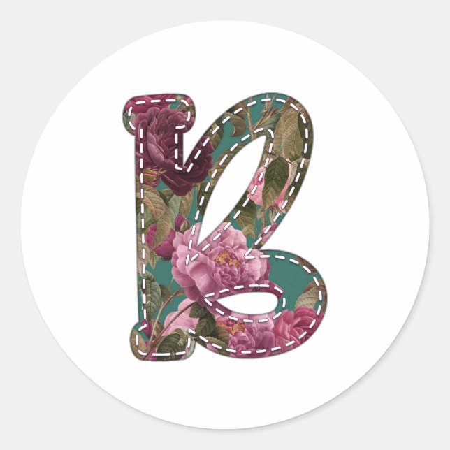 B flower classic round sticker (Front)