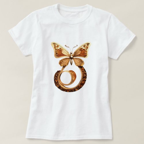 B_Flutter Elegant Italic B with Butterfly Logo Te T_Shirt