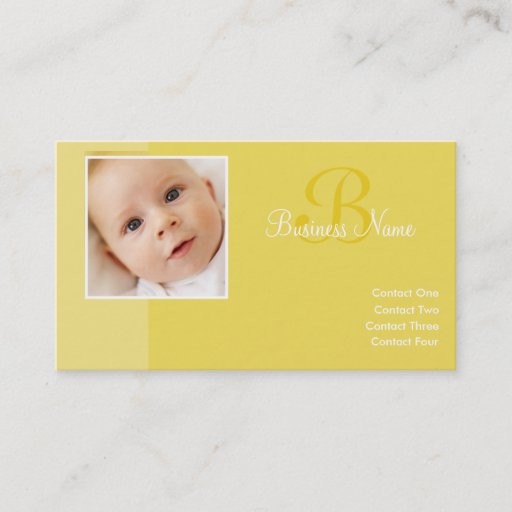 Customizable B for Baby Yellow Business Cards